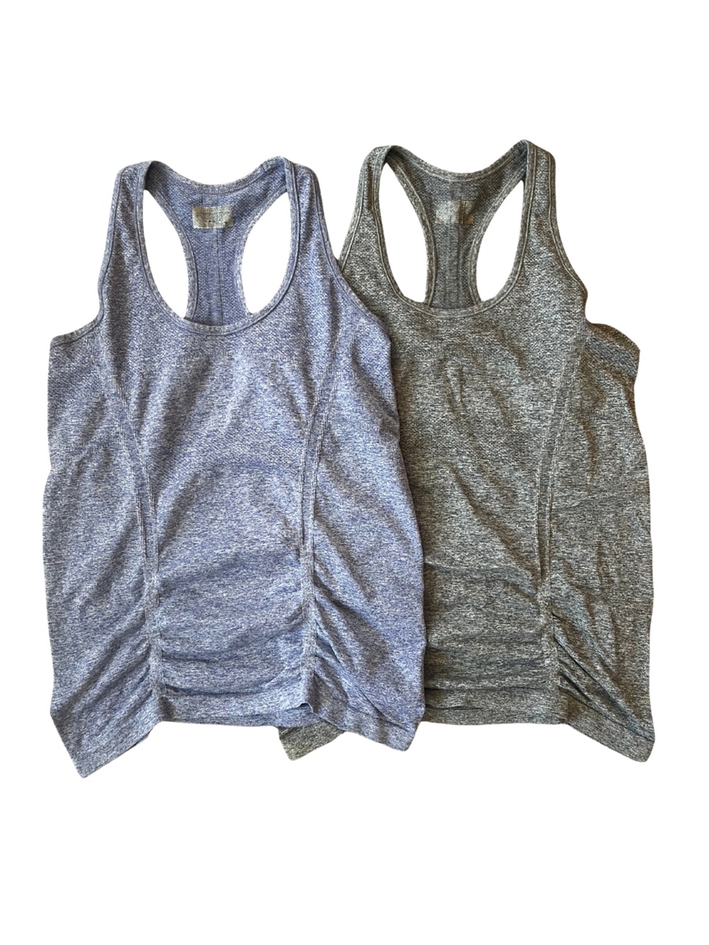 Athleta Fastest Track Racerback Ruched Tank Bundle - Heather Gray and Purple | M